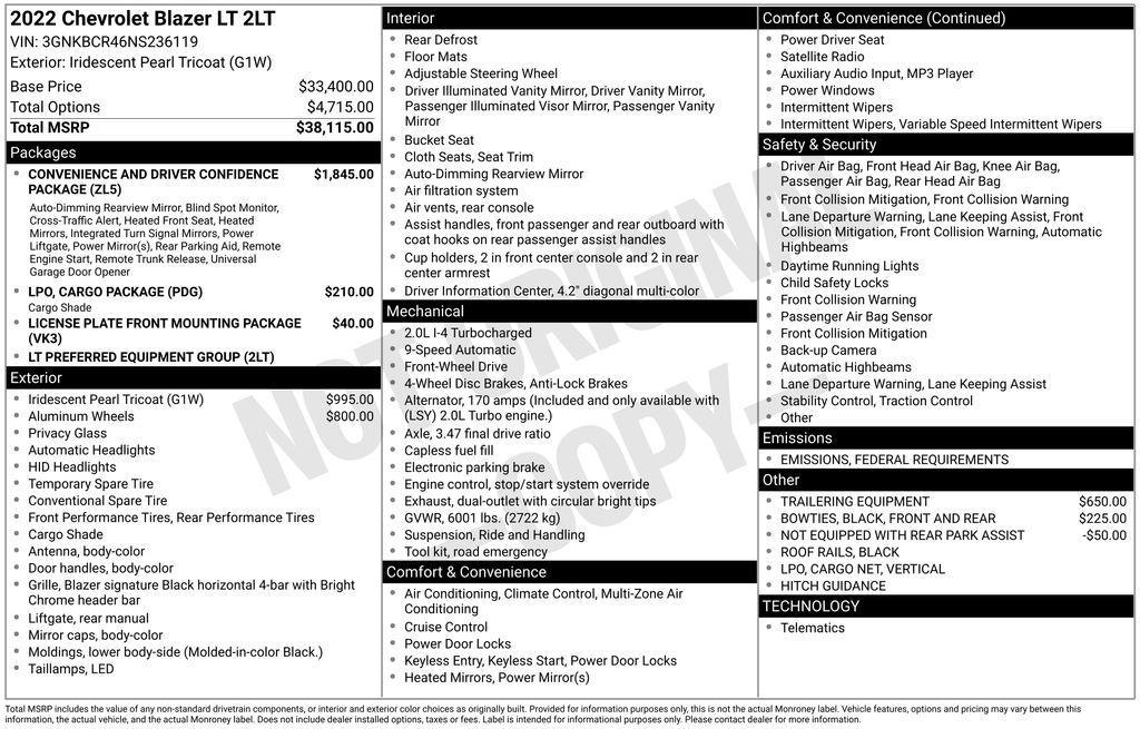 used 2022 Chevrolet Blazer car, priced at $24,372