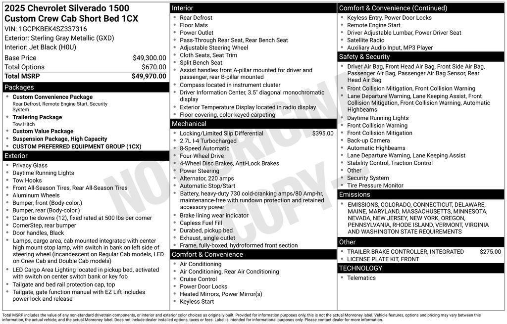 new 2025 Chevrolet Silverado 1500 car, priced at $45,554