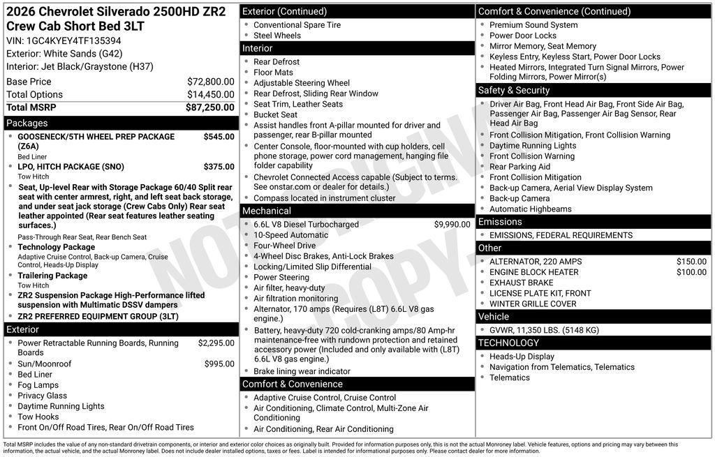 new 2026 Chevrolet Silverado 2500 car, priced at $85,833