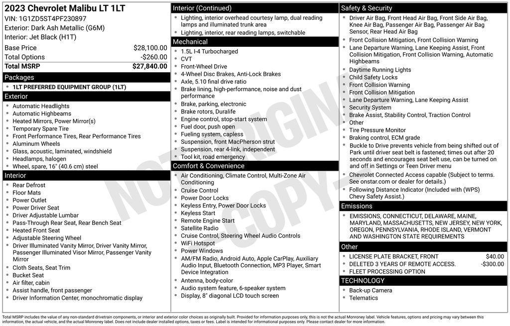 used 2023 Chevrolet Malibu car, priced at $17,800