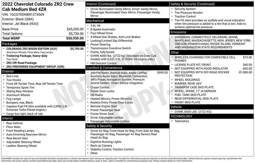 used 2022 Chevrolet Colorado car, priced at $44,823