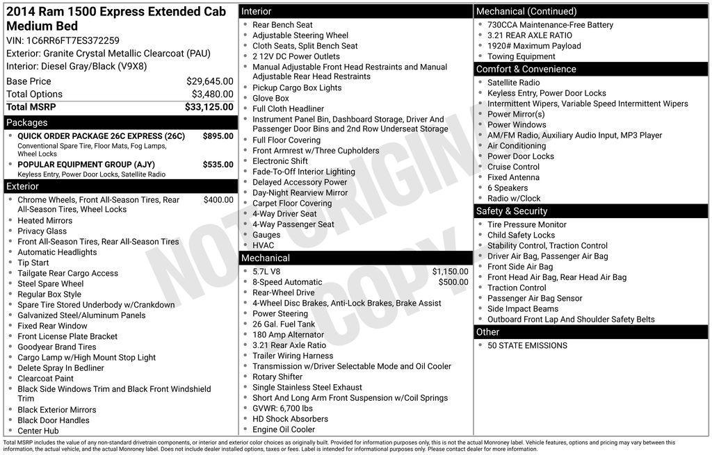 used 2014 Ram 1500 car, priced at $16,652