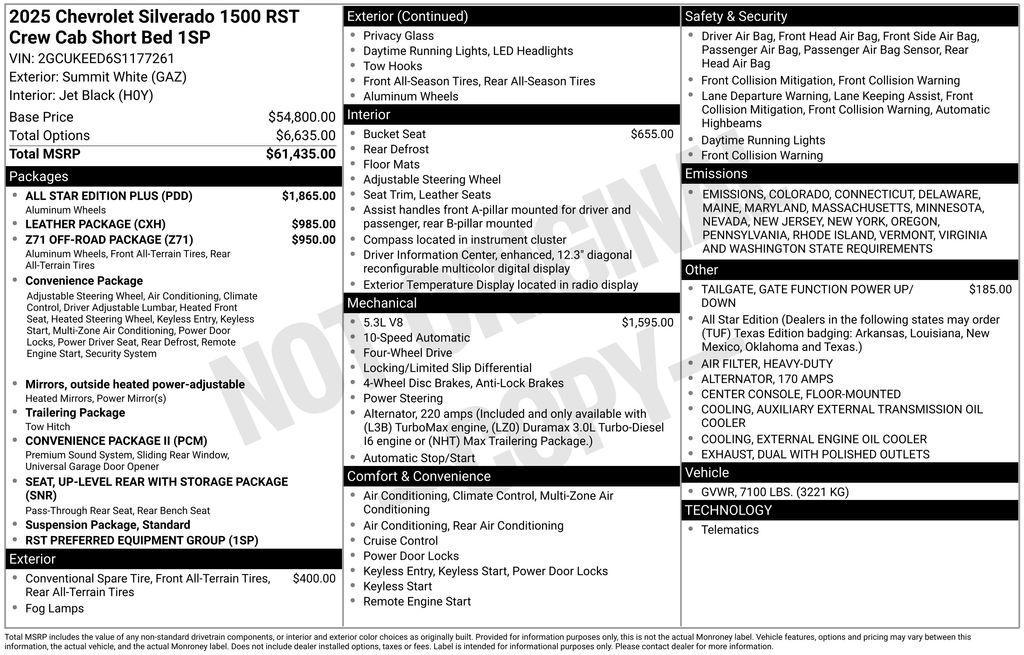 new 2025 Chevrolet Silverado 1500 car, priced at $55,851