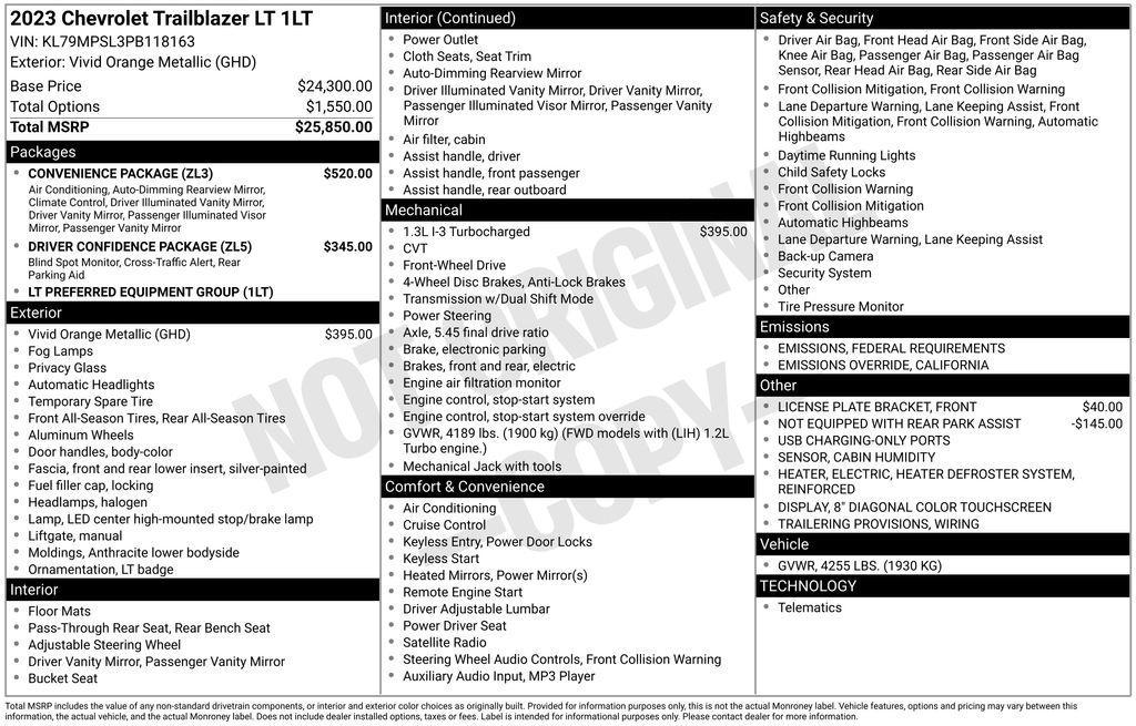 used 2023 Chevrolet TrailBlazer car, priced at $22,312