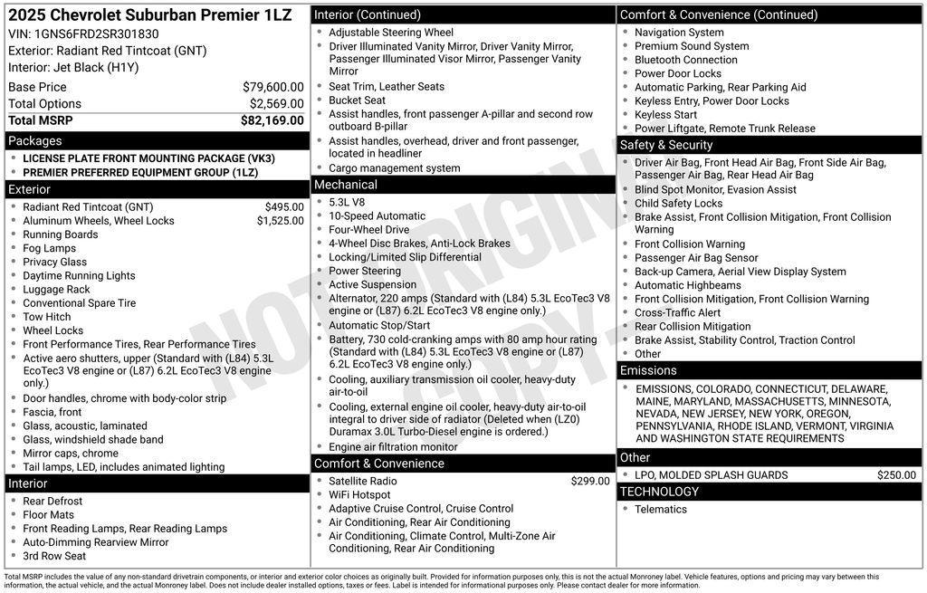 new 2025 Chevrolet Suburban car, priced at $84,364