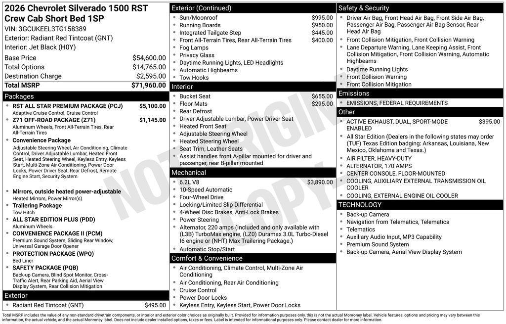 new 2026 Chevrolet Silverado 1500 car, priced at $61,242