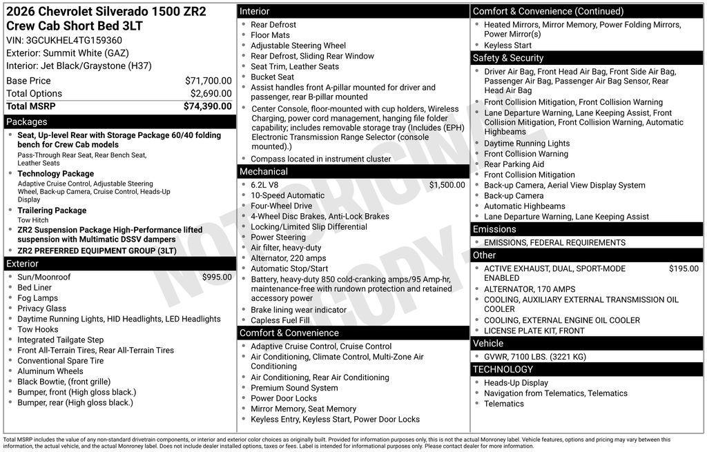 new 2026 Chevrolet Silverado 1500 car, priced at $68,153