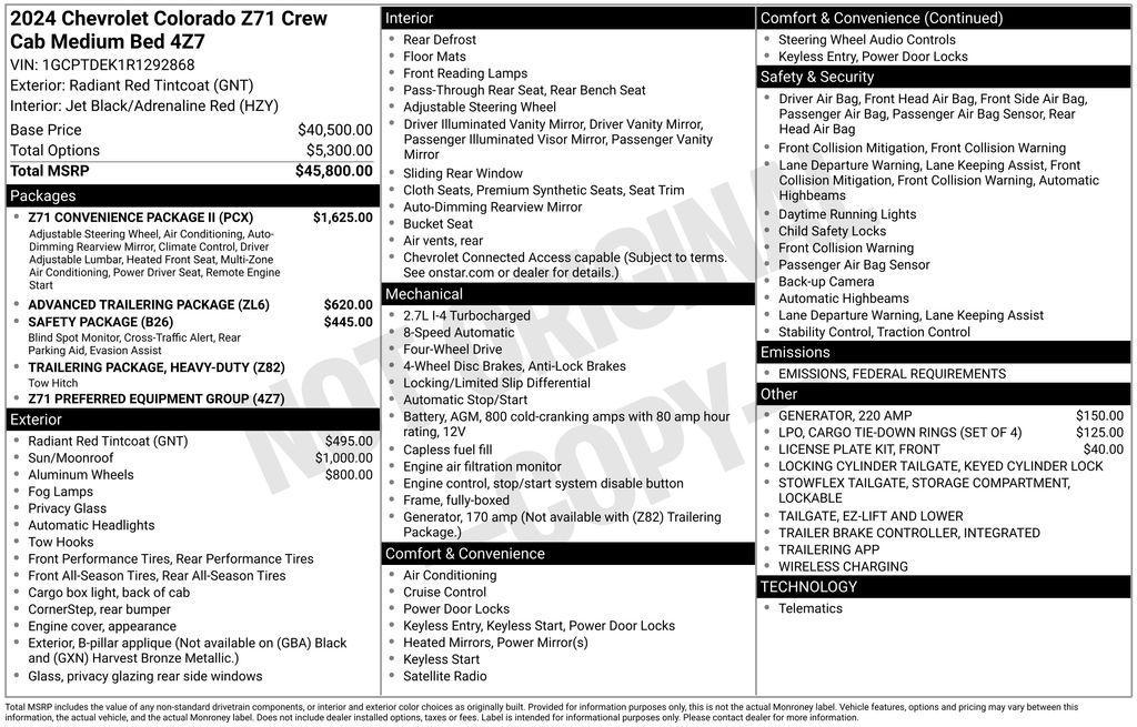 new 2024 Chevrolet Colorado car, priced at $43,746