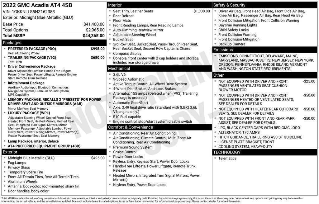 used 2022 GMC Acadia car, priced at $32,611