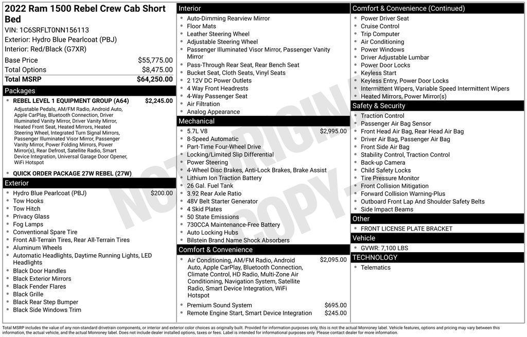 used 2022 Ram 1500 car, priced at $43,837