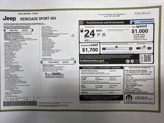 used 2020 Jeep Renegade car, priced at $18,887