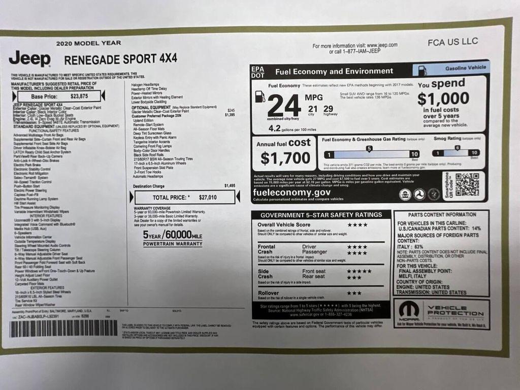 used 2020 Jeep Renegade car, priced at $17,608