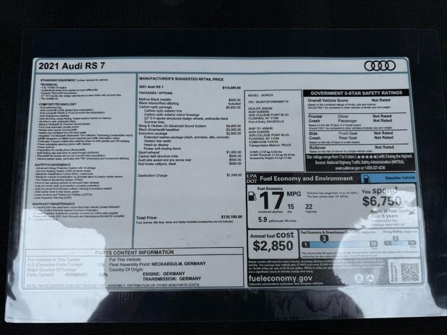 used 2021 Audi RS 7 car, priced at $89,900