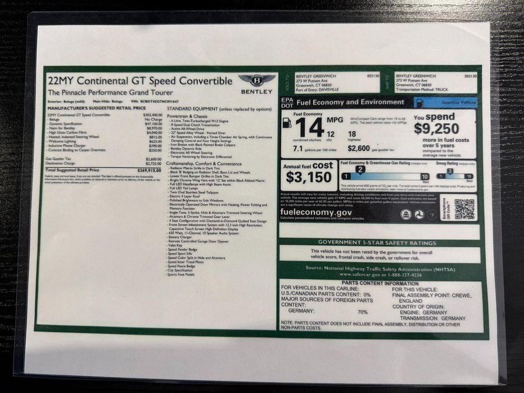 used 2022 Bentley Continental GT car, priced at $228,500