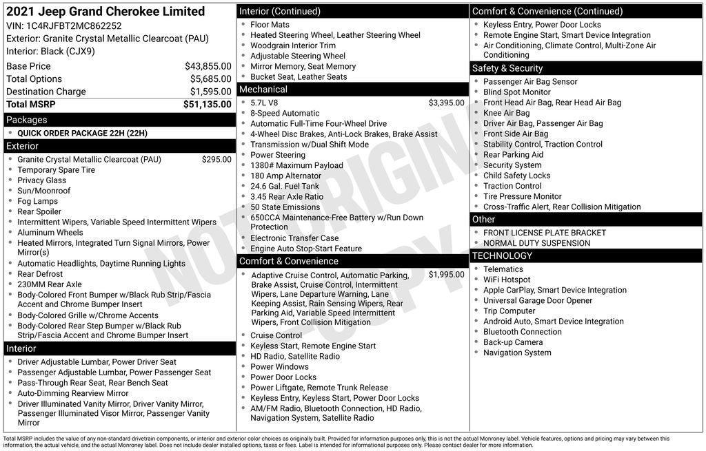 used 2021 Jeep Grand Cherokee car, priced at $29,499