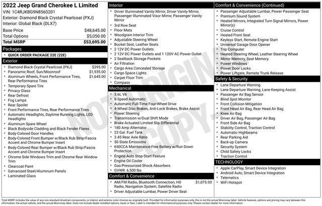 used 2022 Jeep Grand Cherokee L car, priced at $34,897