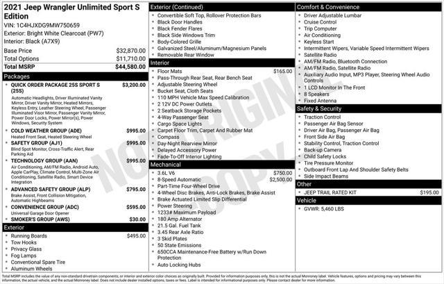 used 2021 Jeep Wrangler Unlimited car, priced at $32,149