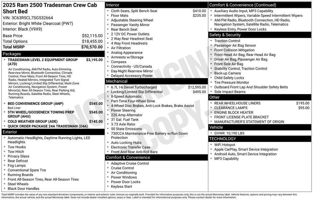 new 2025 Ram 2500 car, priced at $64,661