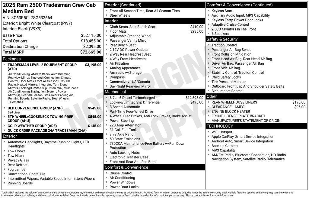 new 2025 Ram 2500 car, priced at $64,661