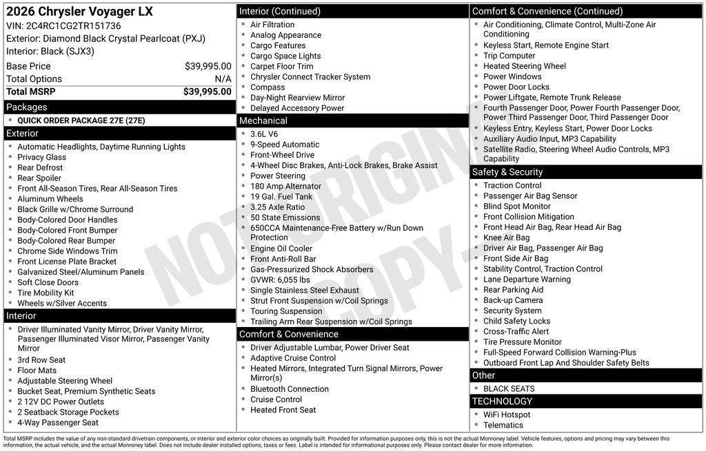 new 2026 Chrysler Voyager car, priced at $39,331