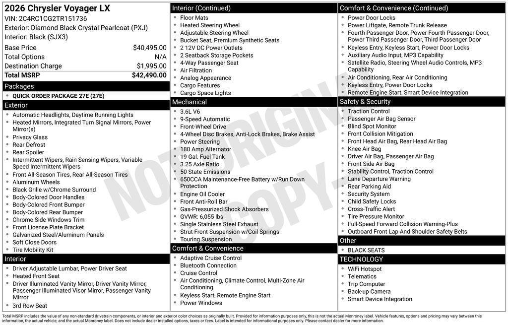 new 2026 Chrysler Voyager car, priced at $39,331