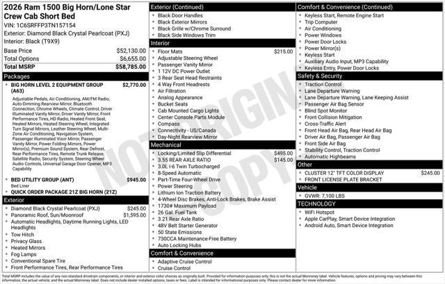 new 2026 Ram 1500 car, priced at $64,125