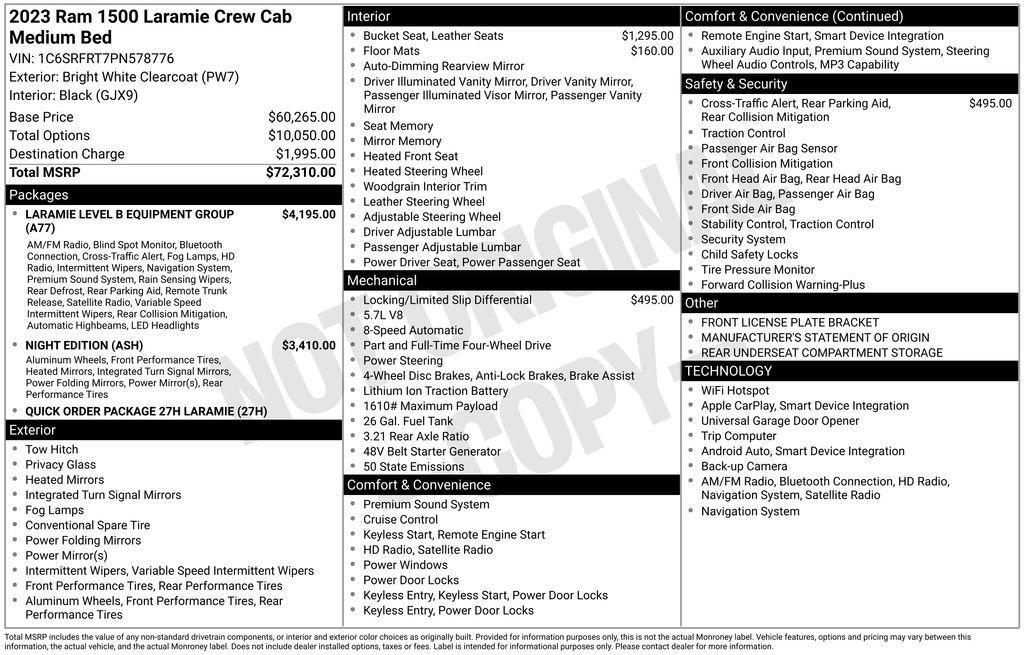 used 2023 Ram 1500 car, priced at $41,999