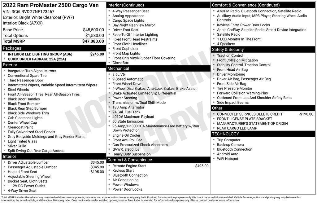 used 2022 Ram ProMaster 2500 car, priced at $27,999