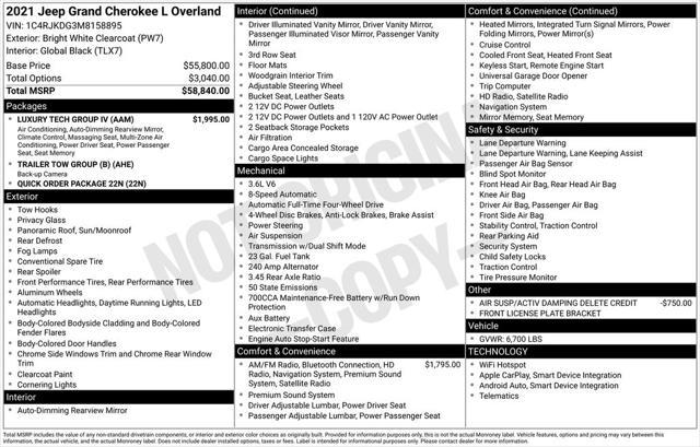 used 2021 Jeep Grand Cherokee L car, priced at $37,549