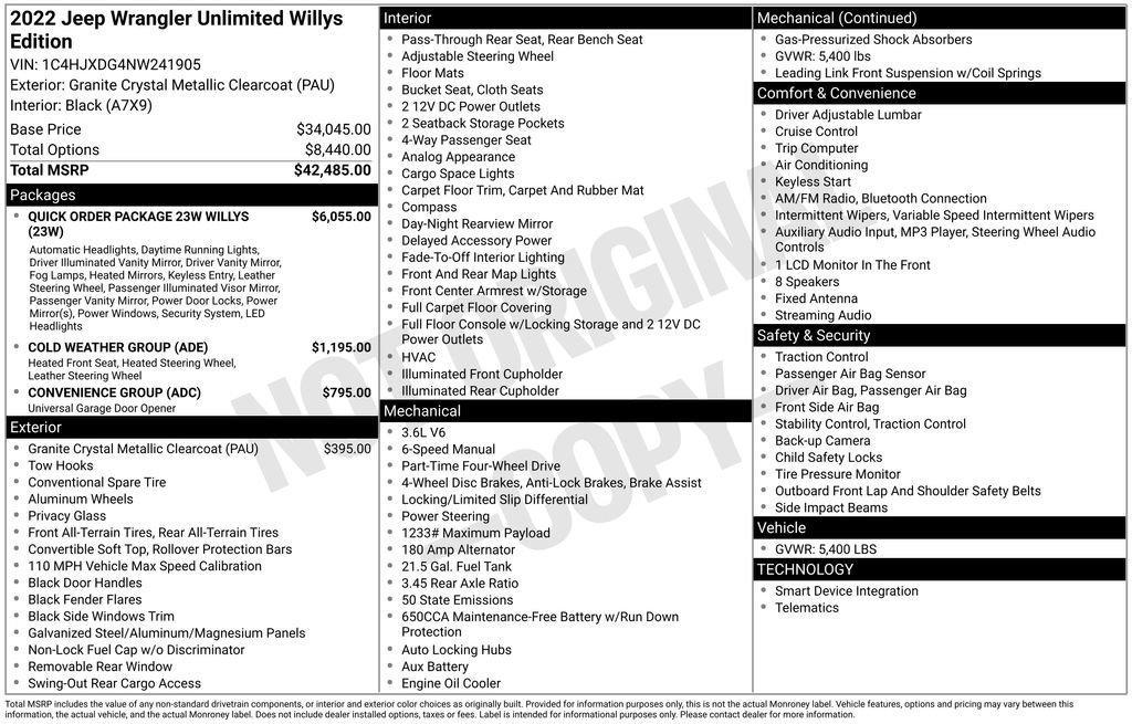 used 2022 Jeep Wrangler car, priced at $32,667