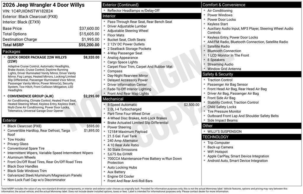 new 2026 Jeep Wrangler car, priced at $50,893