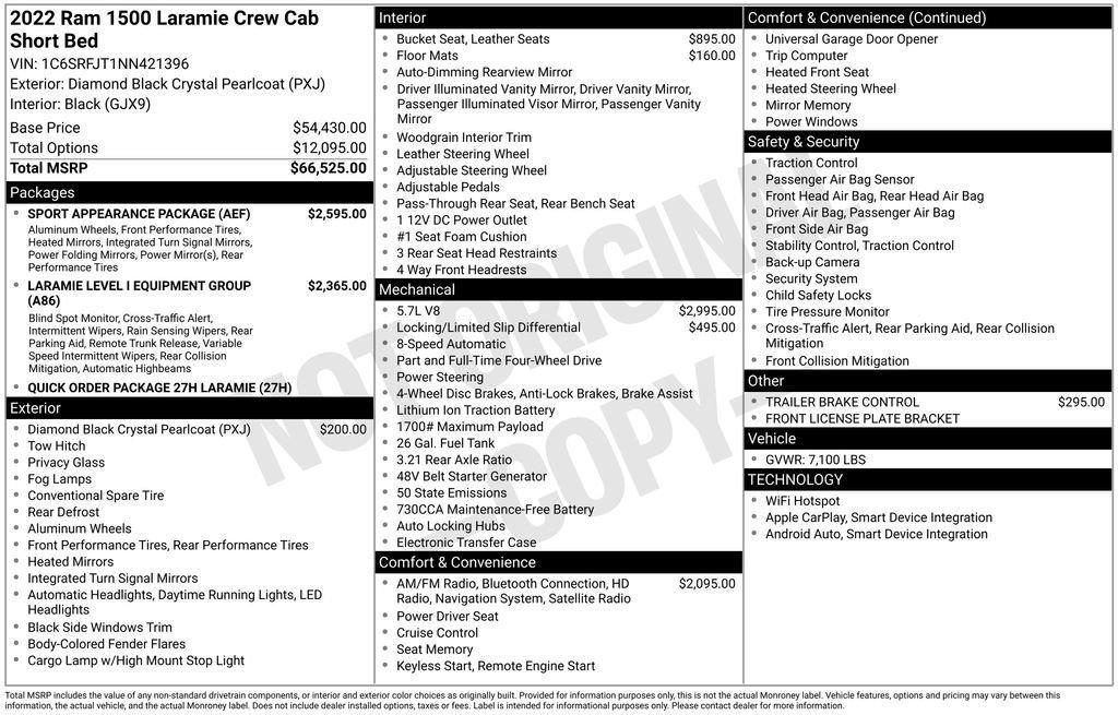 used 2022 Ram 1500 car, priced at $42,499