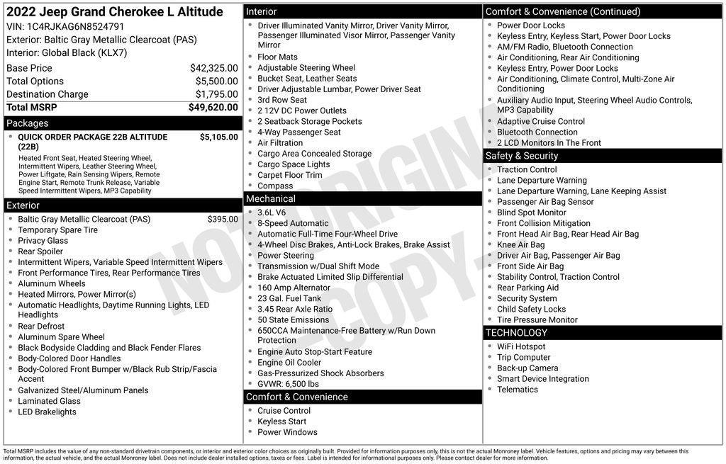 used 2022 Jeep Grand Cherokee L car, priced at $31,750