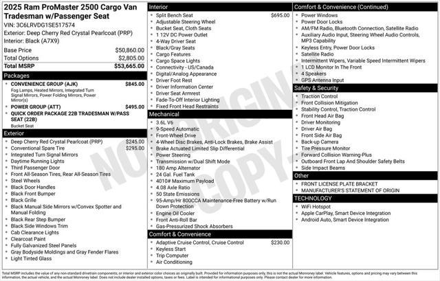 new 2025 Ram ProMaster 2500 car, priced at $50,593