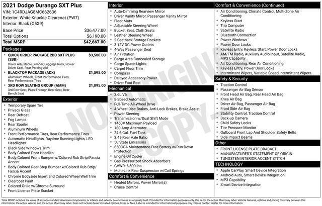 used 2021 Dodge Durango car, priced at $26,987