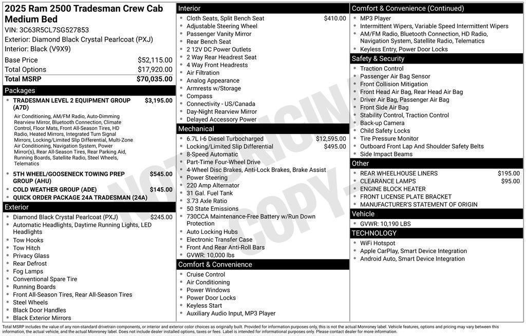 new 2025 Ram 2500 car, priced at $64,186