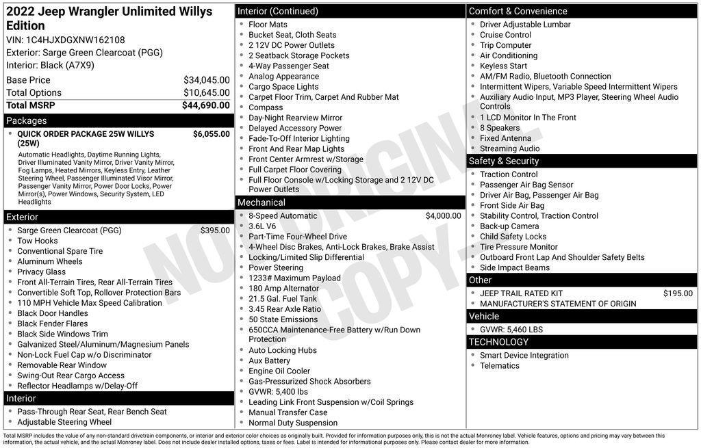 used 2022 Jeep Wrangler car, priced at $34,225
