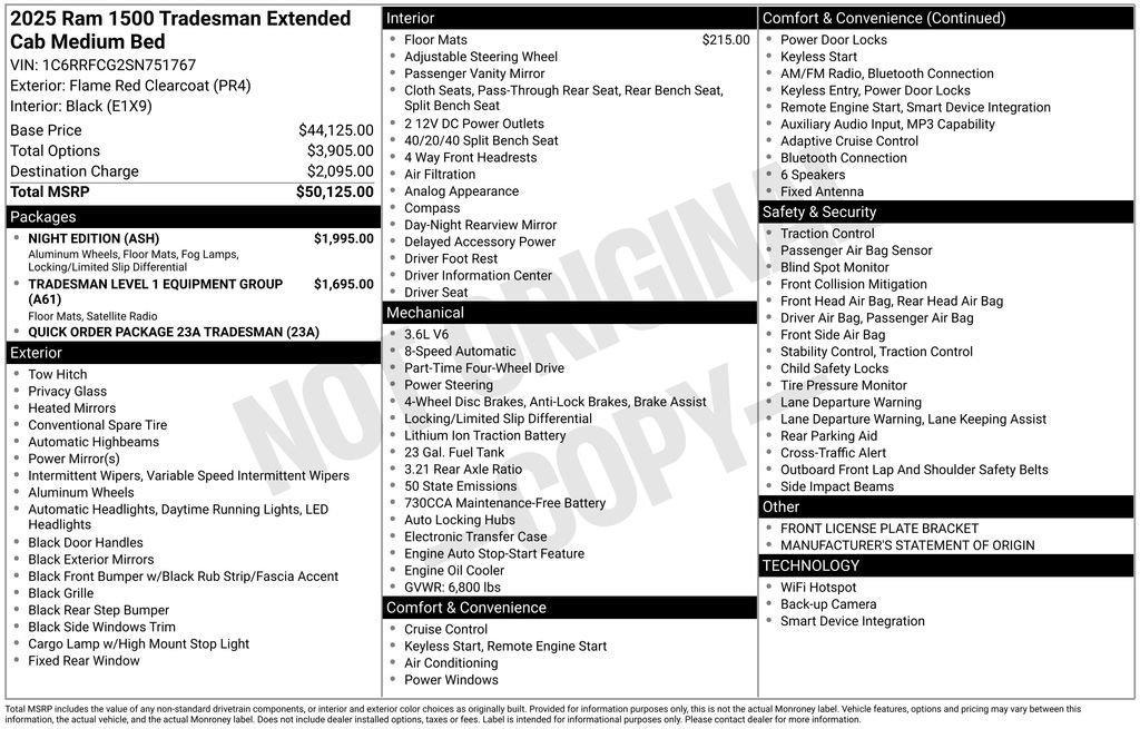 new 2025 Ram 1500 car, priced at $40,931