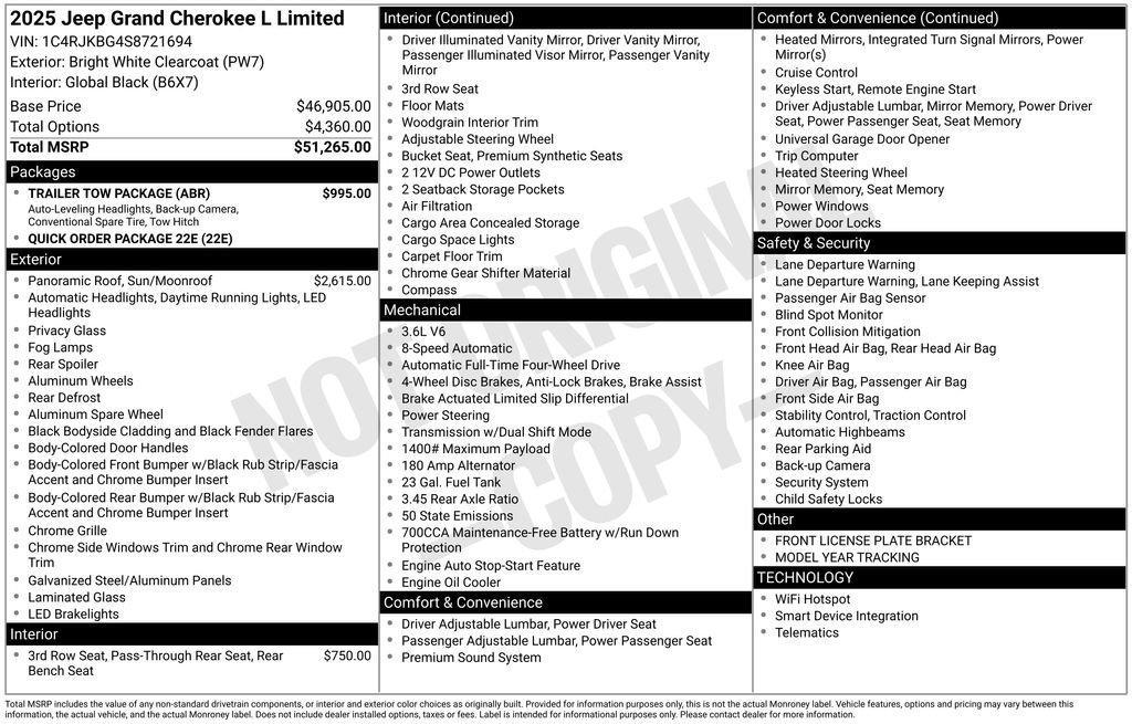 new 2025 Jeep Grand Cherokee L car, priced at $48,553