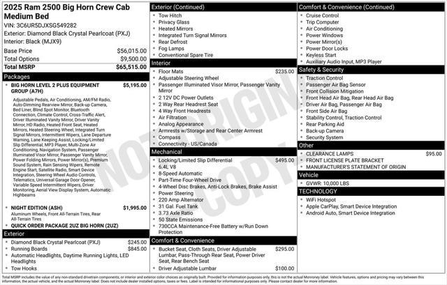 new 2025 Ram 2500 car, priced at $62,154