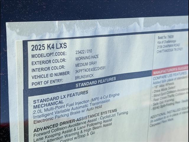 new 2025 Kia K4 car, priced at $23,225