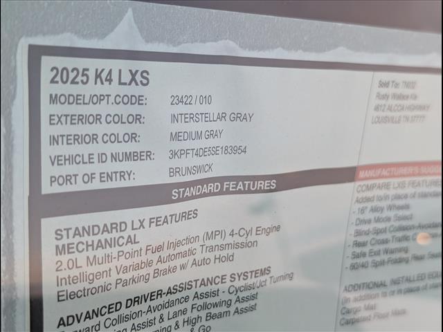 new 2025 Kia K4 car, priced at $23,290