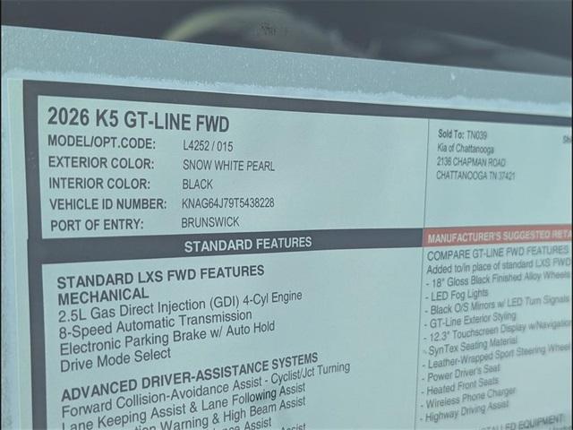 new 2026 Kia K5 car, priced at $30,805