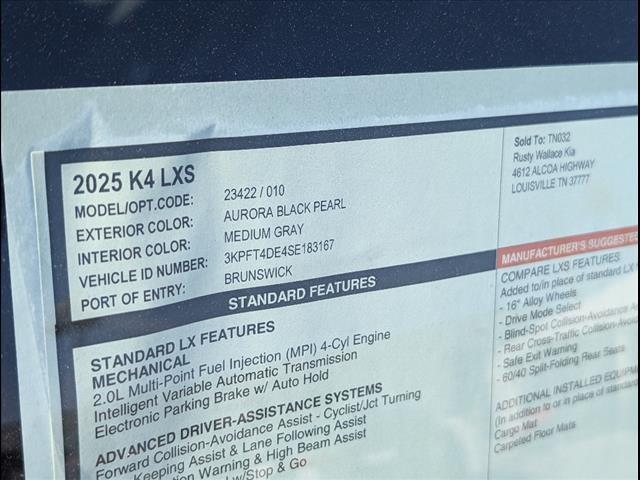 new 2025 Kia K4 car, priced at $23,290