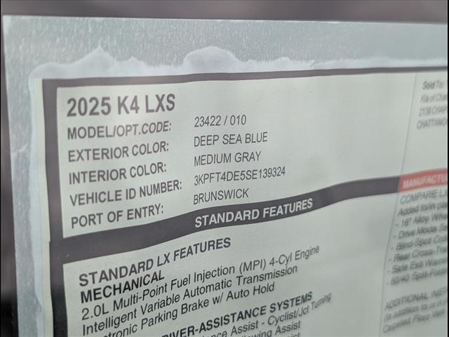 new 2025 Kia K4 car, priced at $23,190