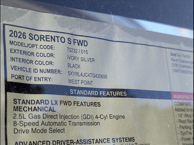 new 2026 Kia Sorento car, priced at $36,315
