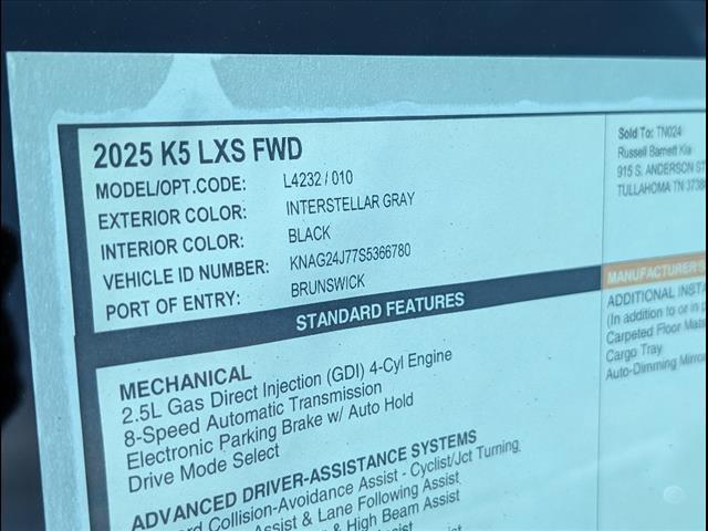 new 2025 Kia K5 car, priced at $27,660