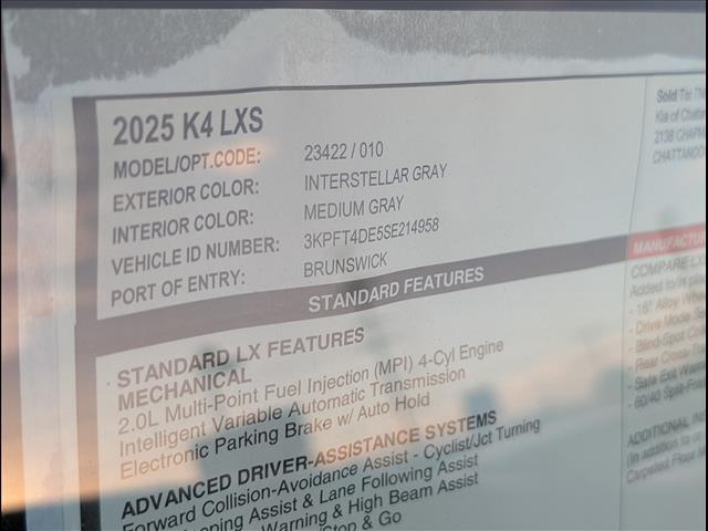 new 2025 Kia K4 car, priced at $23,225
