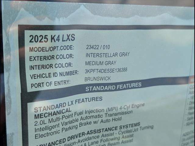 new 2025 Kia K4 car, priced at $23,530