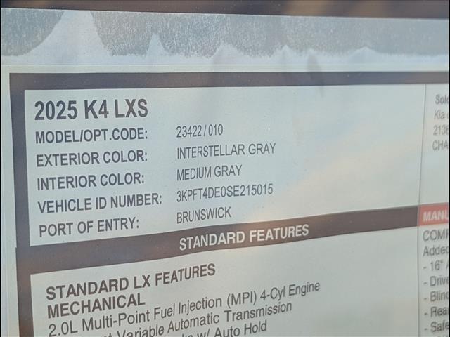 new 2025 Kia K4 car, priced at $23,225